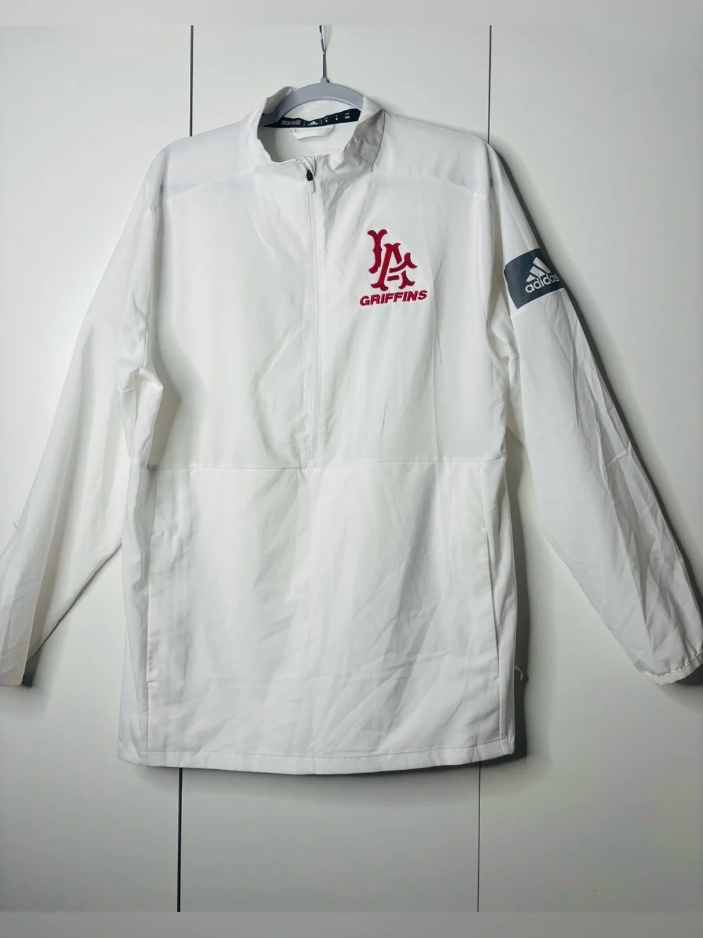 adidas White Windbreaker Pullover with Red Griffins Logo